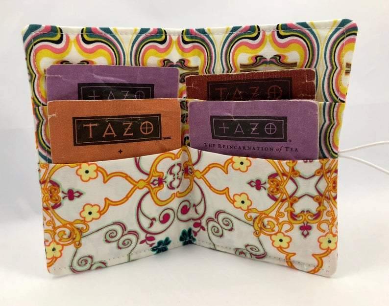 Cream Teabag Case, Travel Tea Wallet, Minimalist, Beige, Tea Lovers - EcoHip Custom Designs