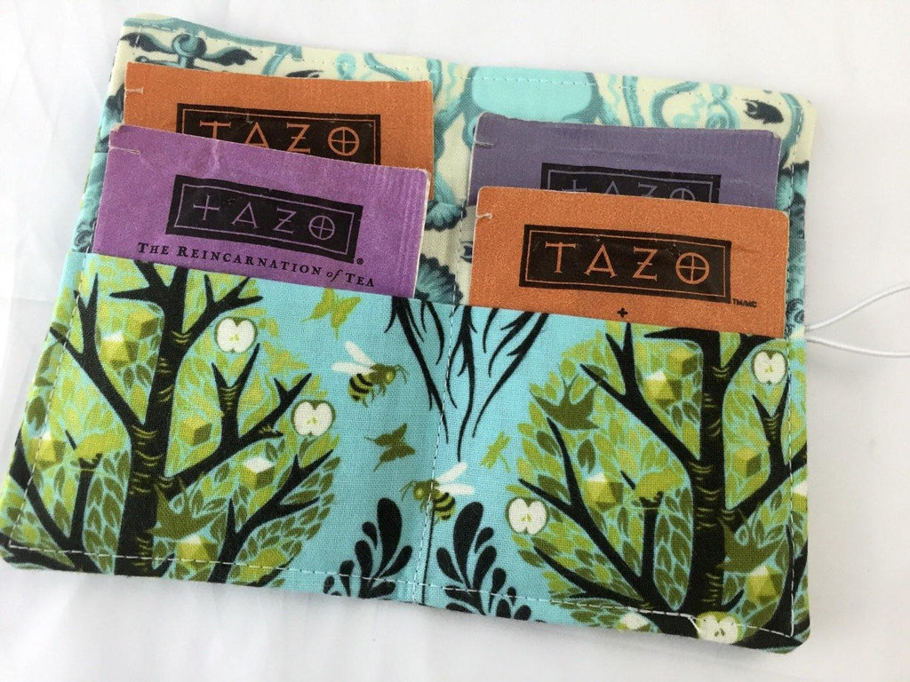 Tree of Life, Blue Tea Bag Wallet, Tea Lovers, Business Card Holder - EcoHip Custom Designs