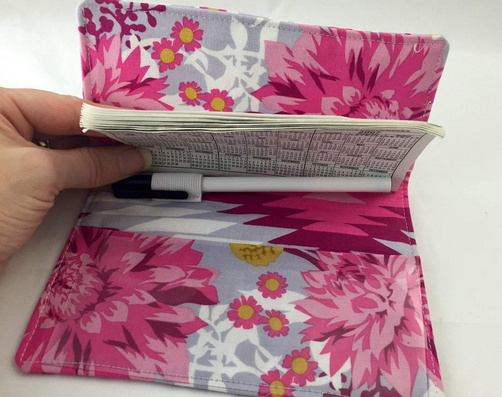 Floral Duplicate Checkbook Cover, Red Check Book, Purse Organizer, Pen Holder - EcoHip Custom Designs