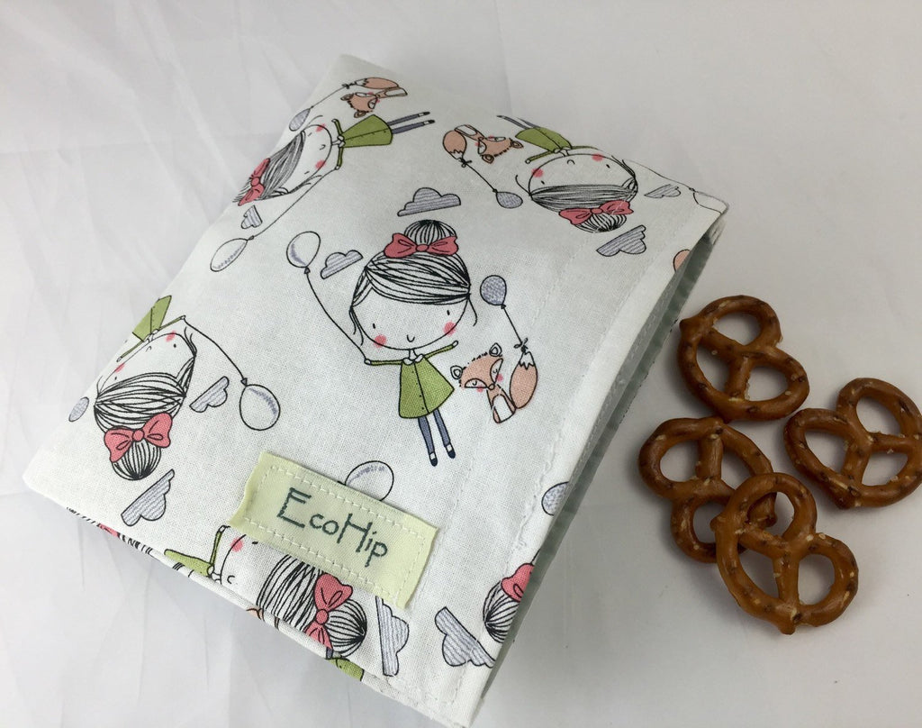 Fox Snack Baggie, Reusable Gir's Snack Bag for Kid's School Lunch - EcoHip Custom Designs
