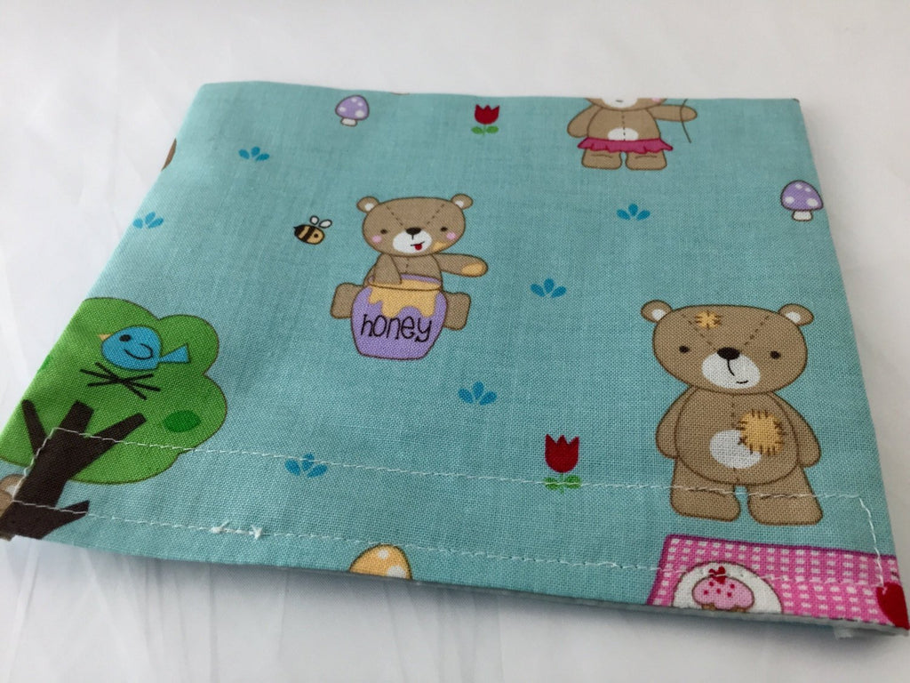 Blue Reusable Snack Bag, Teddy Bear Snack Pouch - EcoHip Custom Designs