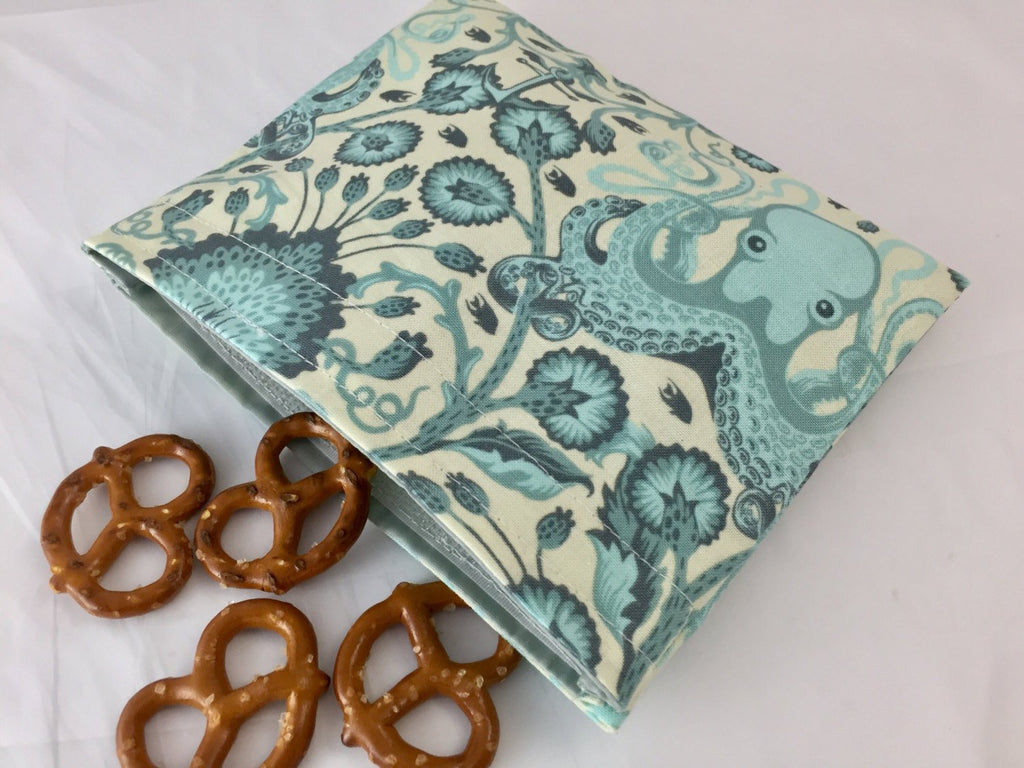 Octopus Snack Back, Nautical Snack Baggie, Reusable Nautical Lunch - EcoHip Custom Designs