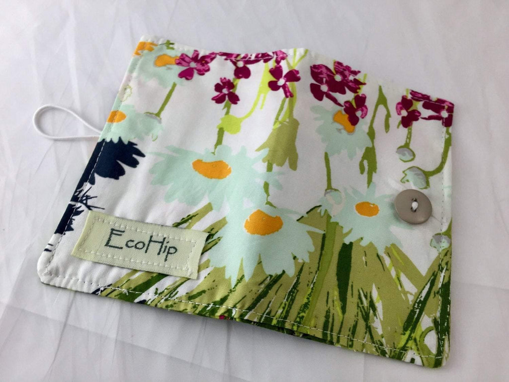 Flowers, Green, Tea Bag Holder for Purse, Fabric Gift Card Case, Condiment Cozy - EcoHip Custom Designs