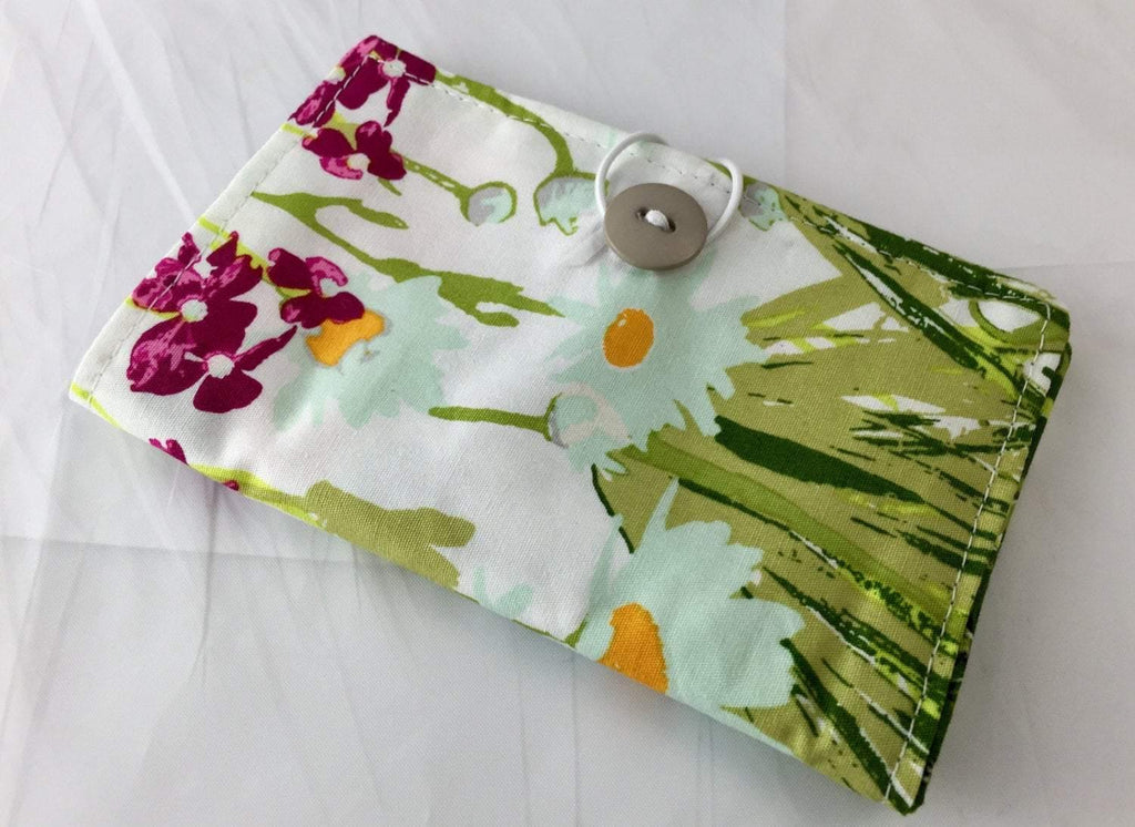 Flowers, Green, Tea Bag Holder for Purse, Fabric Gift Card Case, Condiment Cozy - EcoHip Custom Designs