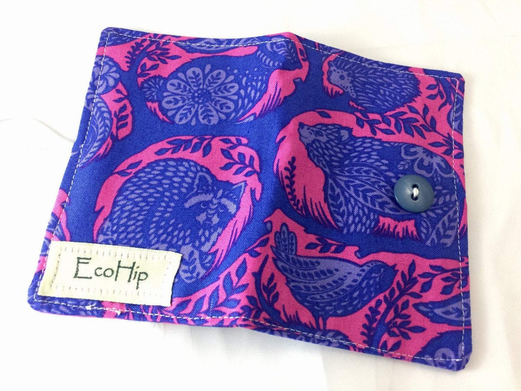Blue Animals, Tea Wallet, Travel Tea Bag Holder, Polka Dots - EcoHip Custom Designs