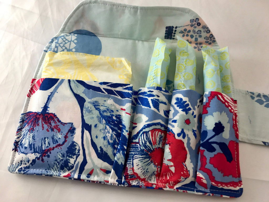 Red Tampon Holder, Blue Shark Week Wallet, Women's Privacy Case - EcoHip Custom Designs