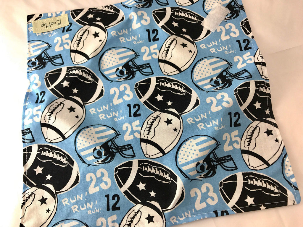 Football Sandwich Bag, Blue Sports Sandwich Mat, Reusable Lunch Napkin - EcoHip Custom Designs