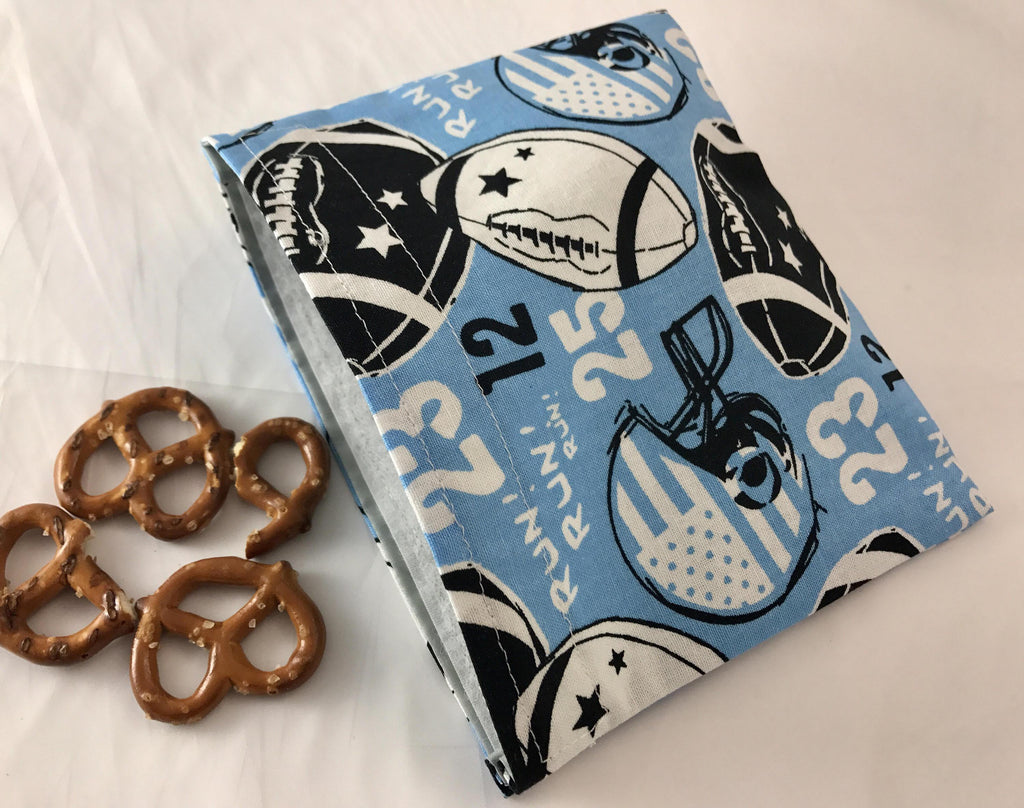 Football Snack Bag, Blue Reusable Snack Bag, Sports School Lunch - EcoHip Custom Designs