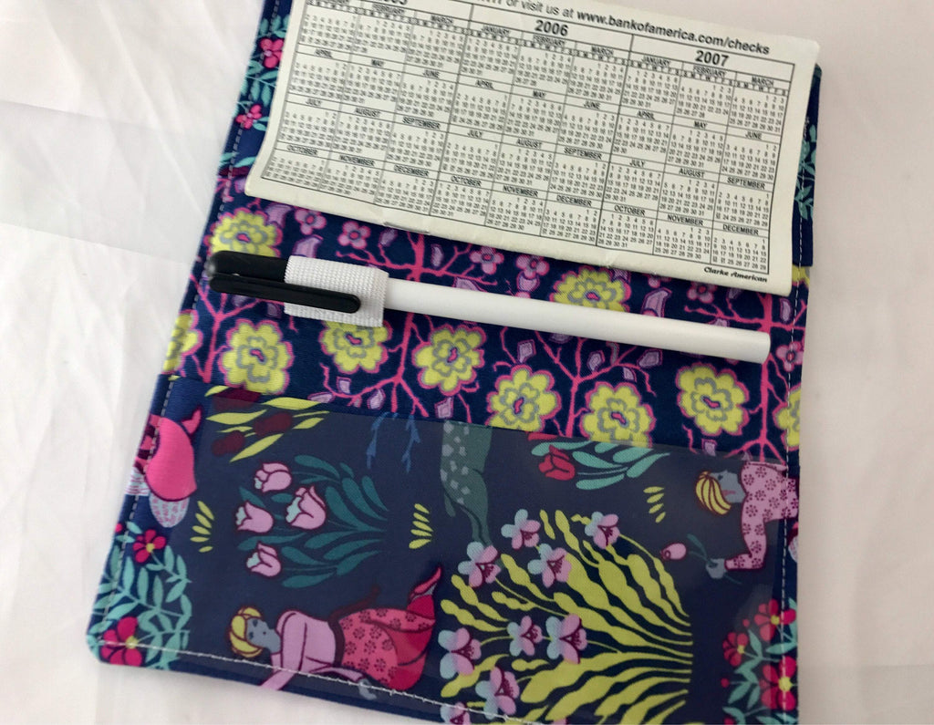 Blue Checkbook Cover, Duplicate Check Book Wallet, Pen Holder, Women's Checkbook - EcoHip Custom Designs