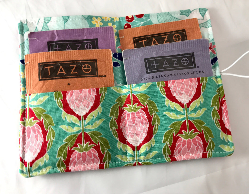 Artichoke Tea Bag Wallet, Green Teabag Holder, Travel Tea Organizer - EcoHip Custom Designs
