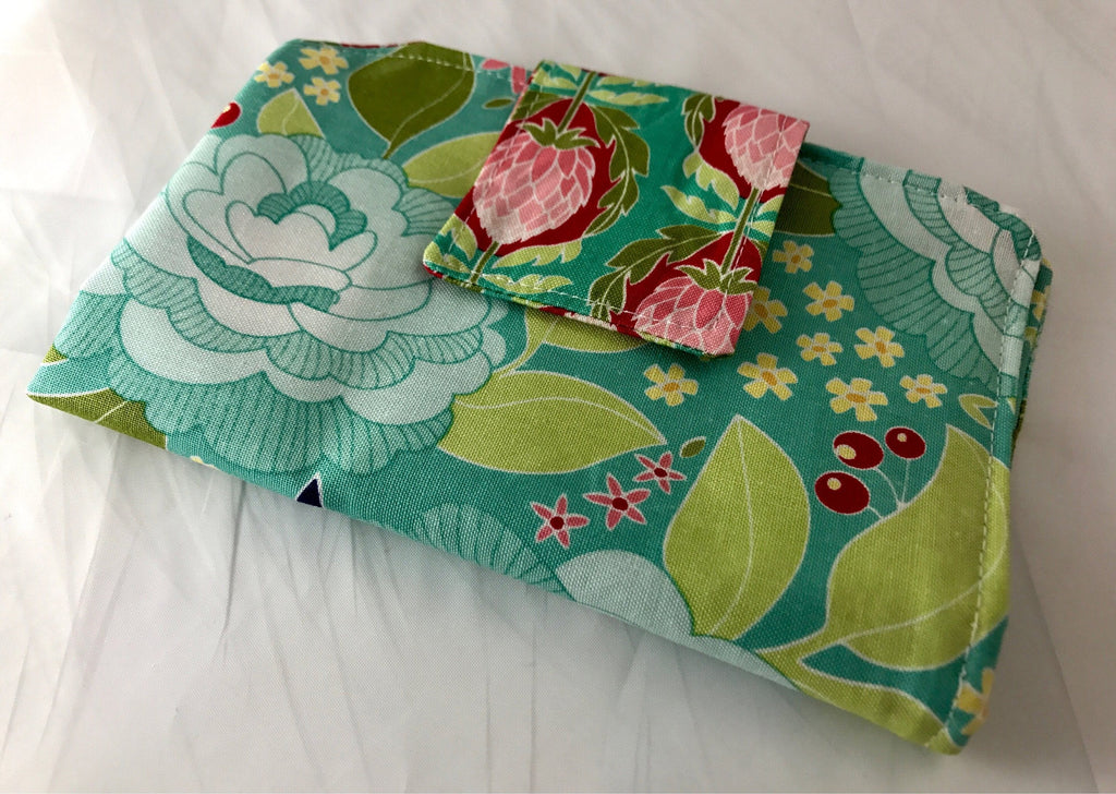 Teal Sanitary Pad Pouch, Privacy Wallet, Artichoke Tampon Holder - EcoHip Custom Designs