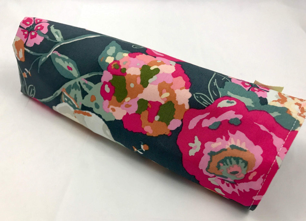 Pink Makeup Brush Roll, Dandelion Make Up Brush Case, Travel Green Pouch - EcoHip Custom Designs