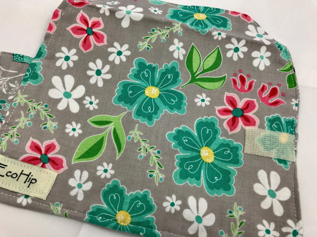 Gray Floral Tampon Wallet, Feminine Products Bag, Deer, Sanitary Pad Case - EcoHip Custom Designs