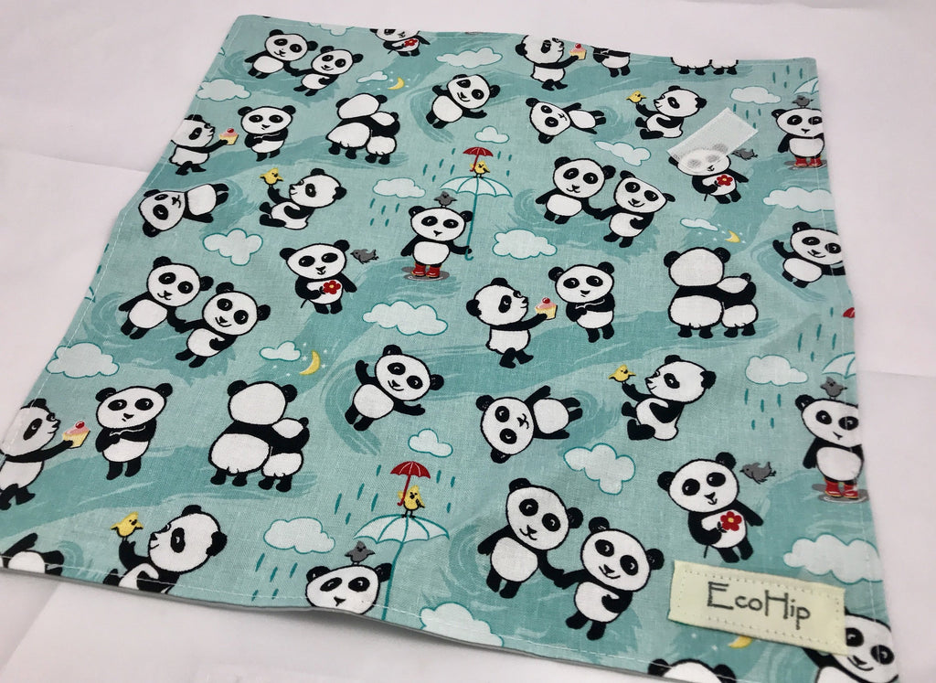 Blue Panda Bear Sandwich Bag Wrap, Panda Bear Lunch Napkin - EcoHip Custom Designs