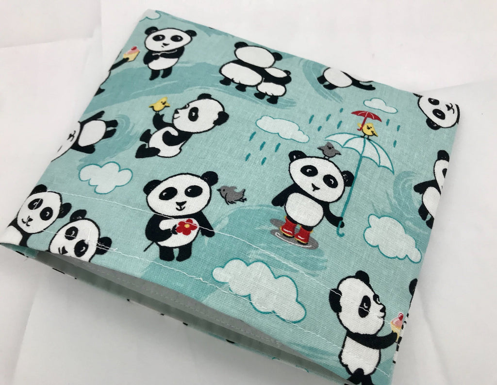 Panda Bear Snack Bag, Reusable School Lunch Bag, Blue Snack Sack - EcoHip Custom Designs