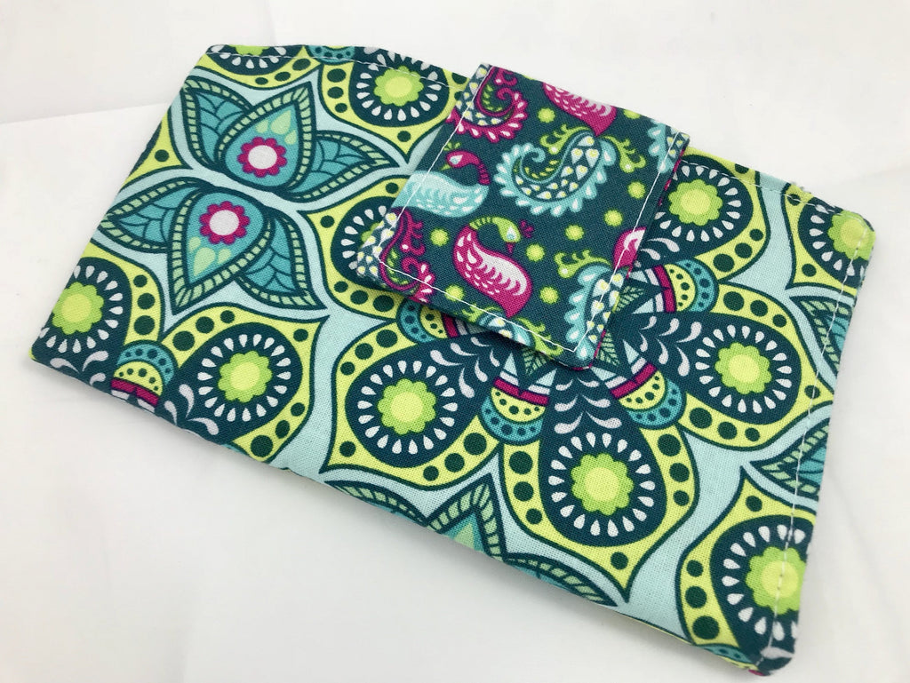 Green Privacy Pouch, Paisley Sanitary Pad Holder, Tampon Wallet - EcoHip Custom Designs