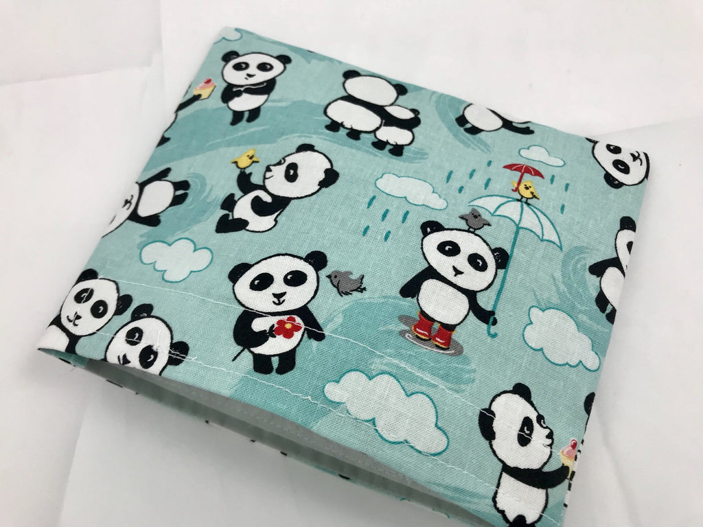 Panda Bear Snack Bag, Reusable School Lunch Bag, Blue Snack Sack - EcoHip Custom Designs