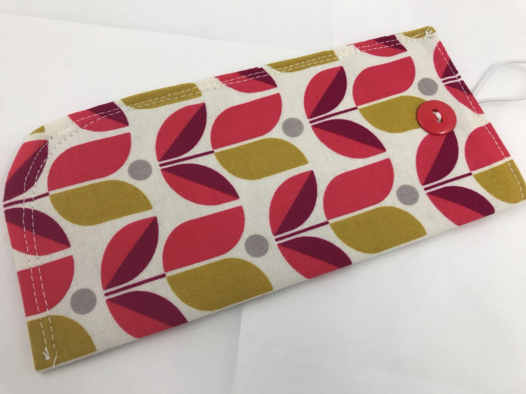 Tulip Eyeglasses Sleeve, Red Floral Sunglasses Case, Padded Reading Glasses Pouch - EcoHip Custom Designs