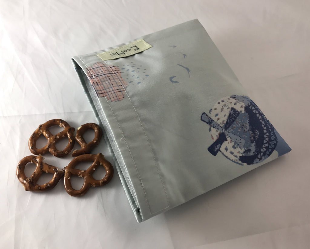 Air Balloon Snack Bag, Light Blue Reusable Snack Baggie - EcoHip Custom Designs