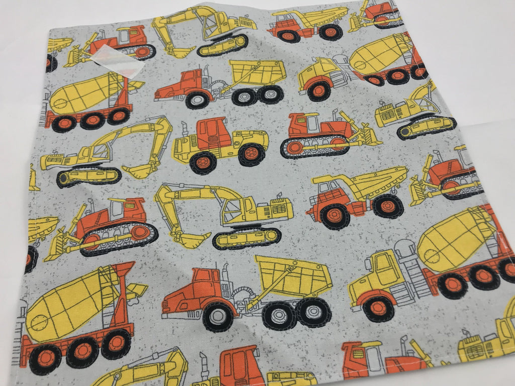 Gray Sandwich Bag, Construction Trucks Sandwich Mat, Dump Truck Lunch Bag - EcoHip Custom Designs