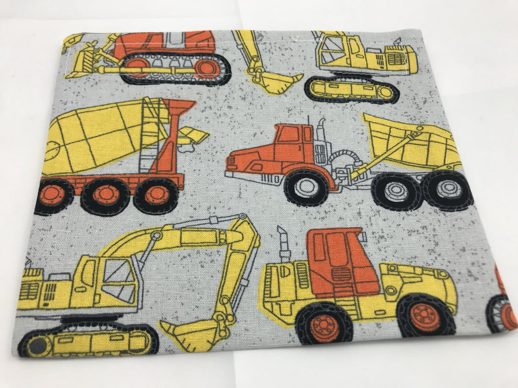 Construction Trucks Snack Bag, Gray Reusable Snack Bag, Dump Truck Lunch Box - EcoHip Custom Designs