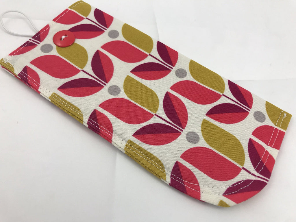 Tulip Eyeglasses Sleeve, Red Floral Sunglasses Case, Padded Reading Glasses Pouch - EcoHip Custom Designs