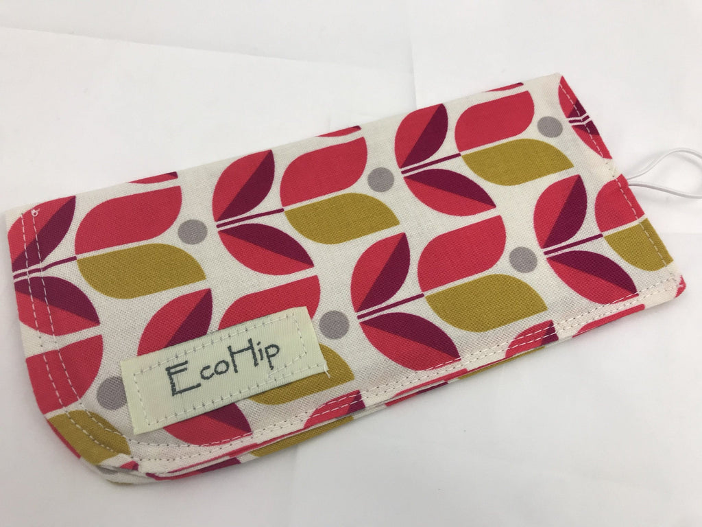 Tulip Eyeglasses Sleeve, Red Floral Sunglasses Case, Padded Reading Glasses Pouch - EcoHip Custom Designs