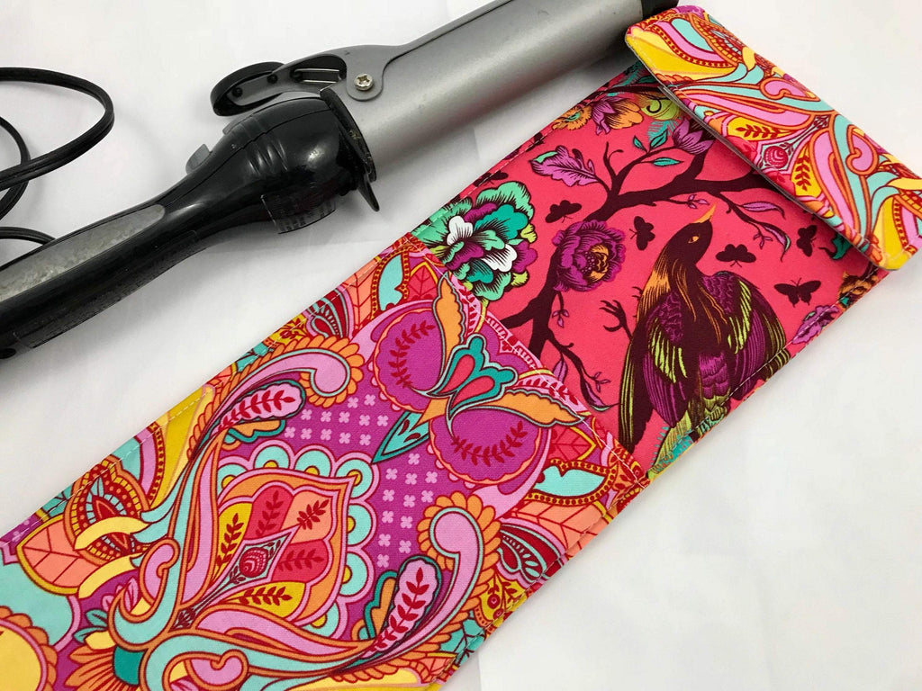 Owl Curling Iron Holder, Red Flat Iron Cover, Travel Curling Wand Case - EcoHip Custom Designs