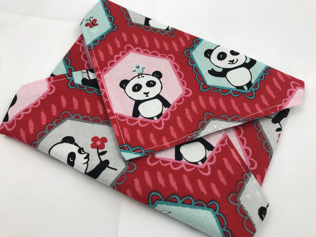 Panda Bear Sandwich Mat, Red Sandwich Bag, Reusable Napkin for Lunch - EcoHip Custom Designs