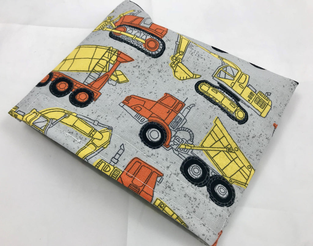 Construction Trucks Snack Bag, Gray Reusable Snack Bag, Dump Truck Lunch Box - EcoHip Custom Designs