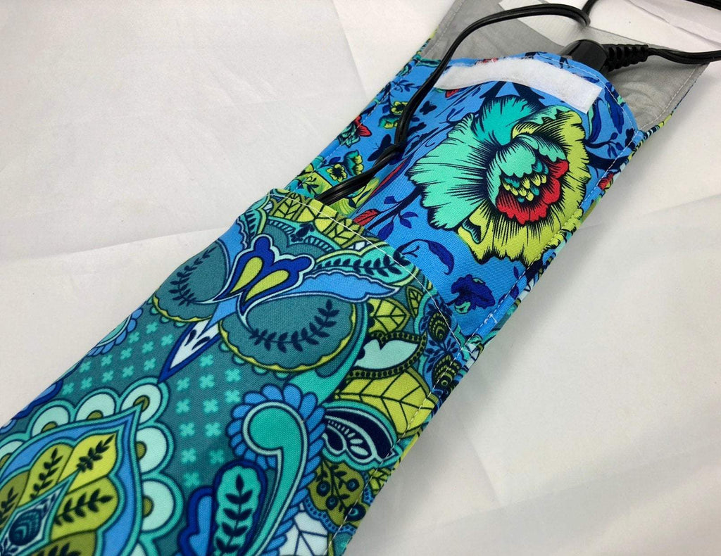 Blue Flat Iron Holder, Owl Curling Iron Cover, Travel Flat Iron Bag - EcoHip Custom Designs