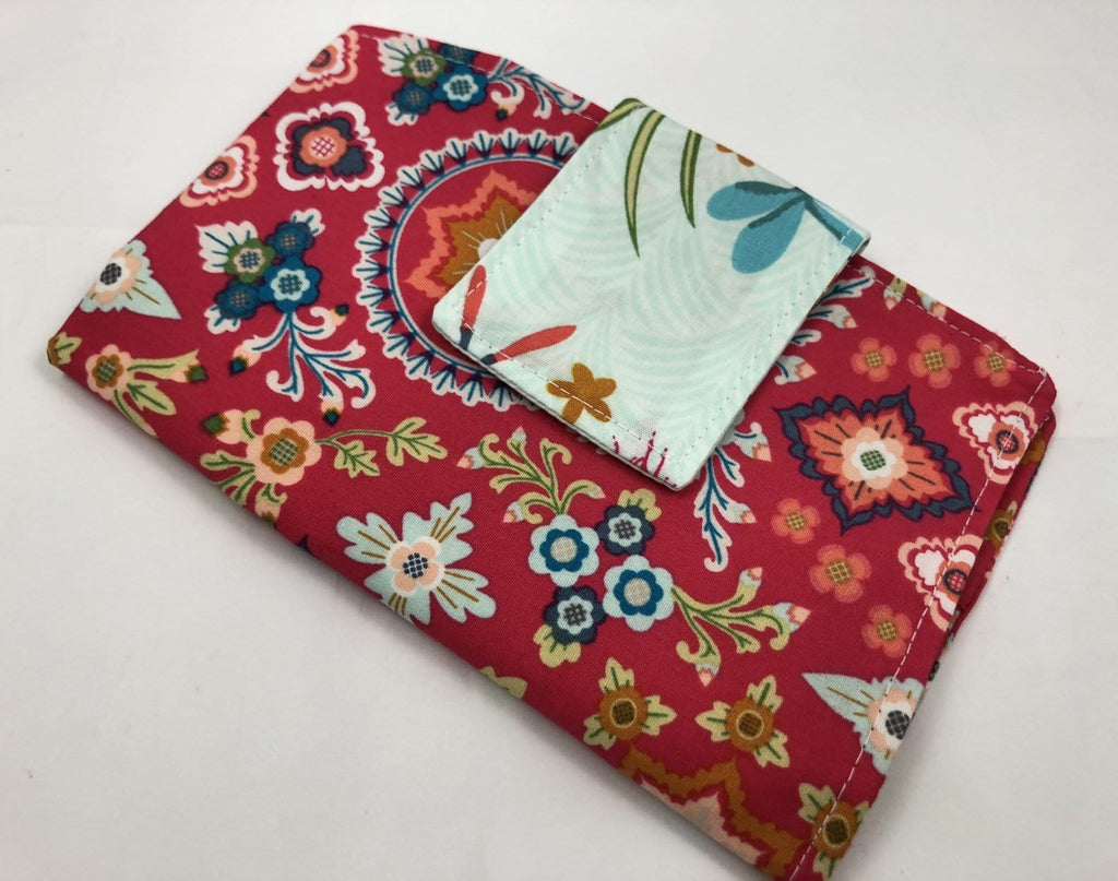 Red Tampon Case, Floral Sanitary Pad Holder, Time of the Month Clutch - EcoHip Custom Designs