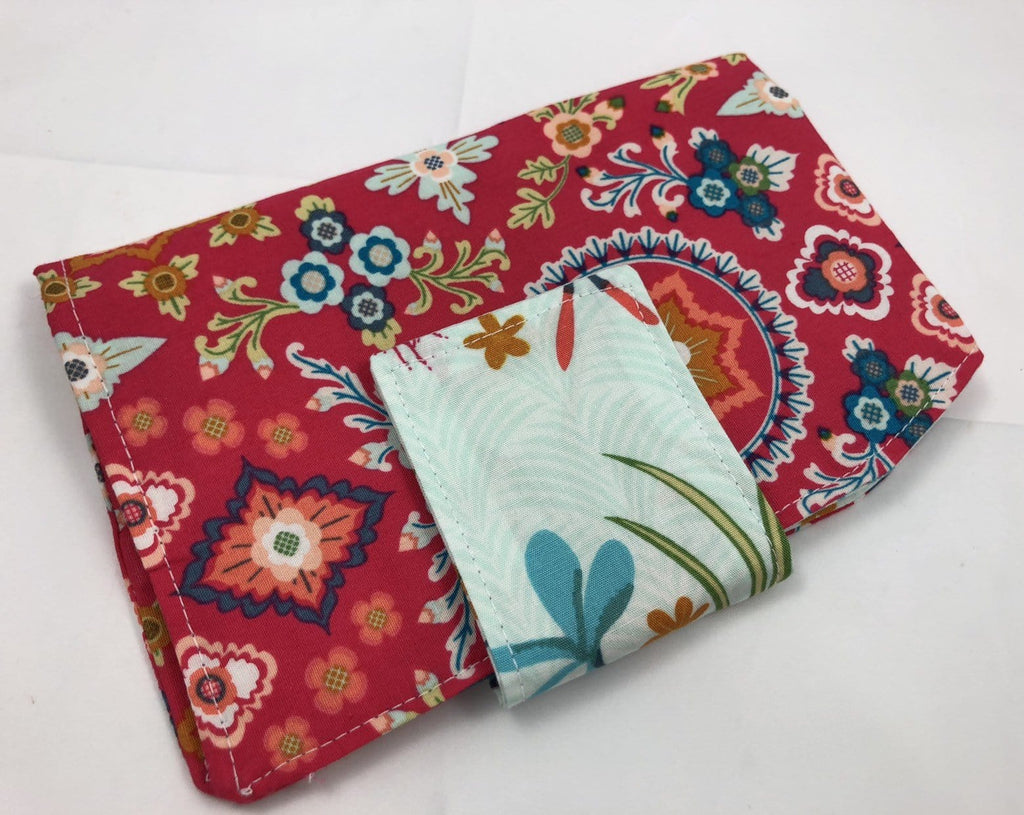 Red Tampon Case, Floral Sanitary Pad Holder, Time of the Month Clutch - EcoHip Custom Designs