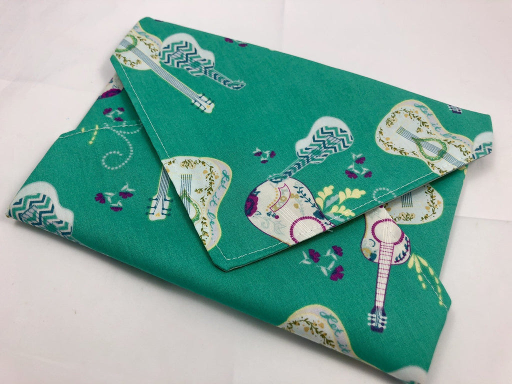 Green Sandwich Bag, Guitar Sandwich Wrap, Music Fan Lunch Box - EcoHip Custom Designs
