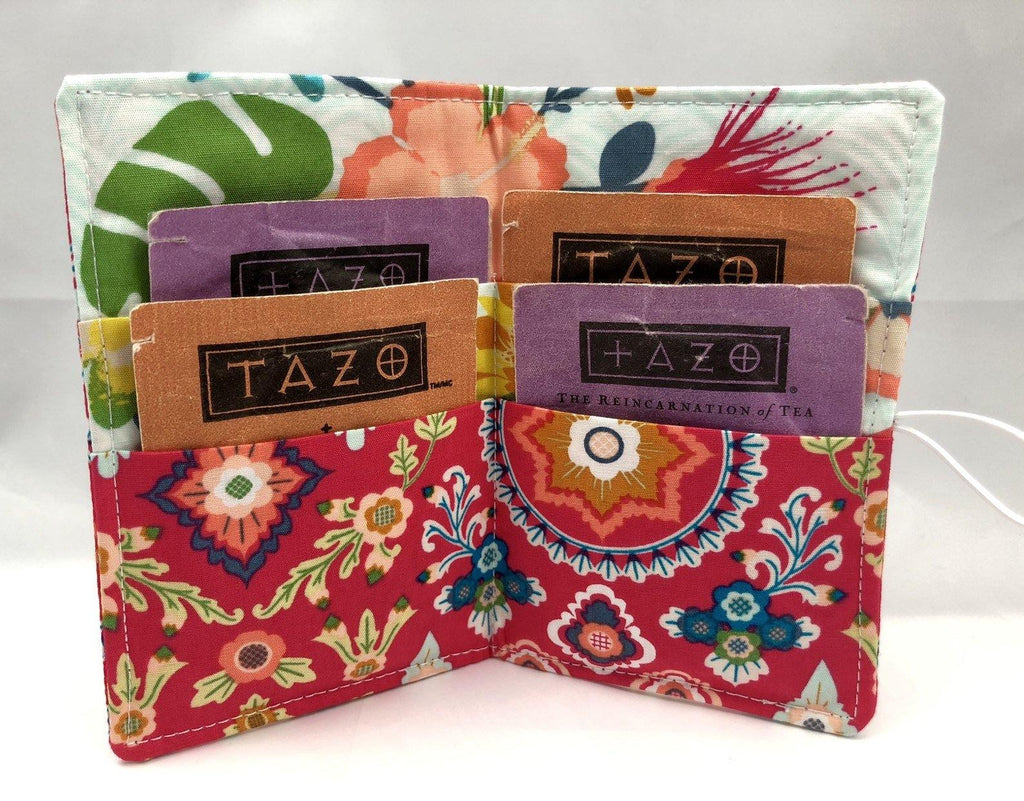 Red Teabag Case, Tea Wallet, Tea Lovers Gift, Small Women's Wallet, Blue - EcoHip Custom Designs