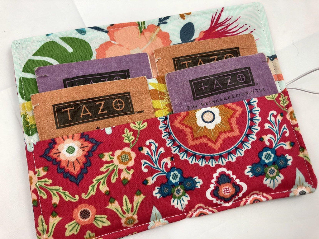 Red Teabag Case, Tea Wallet, Tea Lovers Gift, Small Women's Wallet, Blue - EcoHip Custom Designs