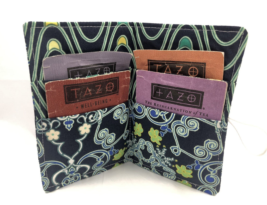 Navy Blue Tea Bag Case, Travel Teabag Cozy, Small Wallet for Purse - EcoHip Custom Designs