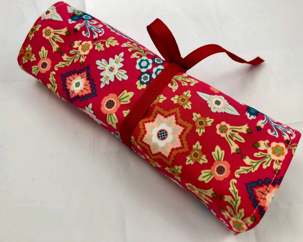 Red Jewelry Roll, Travel Jewelry Box, Ring Holder, Gift for Her - EcoHip Custom Designs