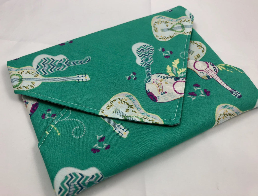 Green Sandwich Bag, Guitar Sandwich Wrap, Music Fan Lunch Box - EcoHip Custom Designs