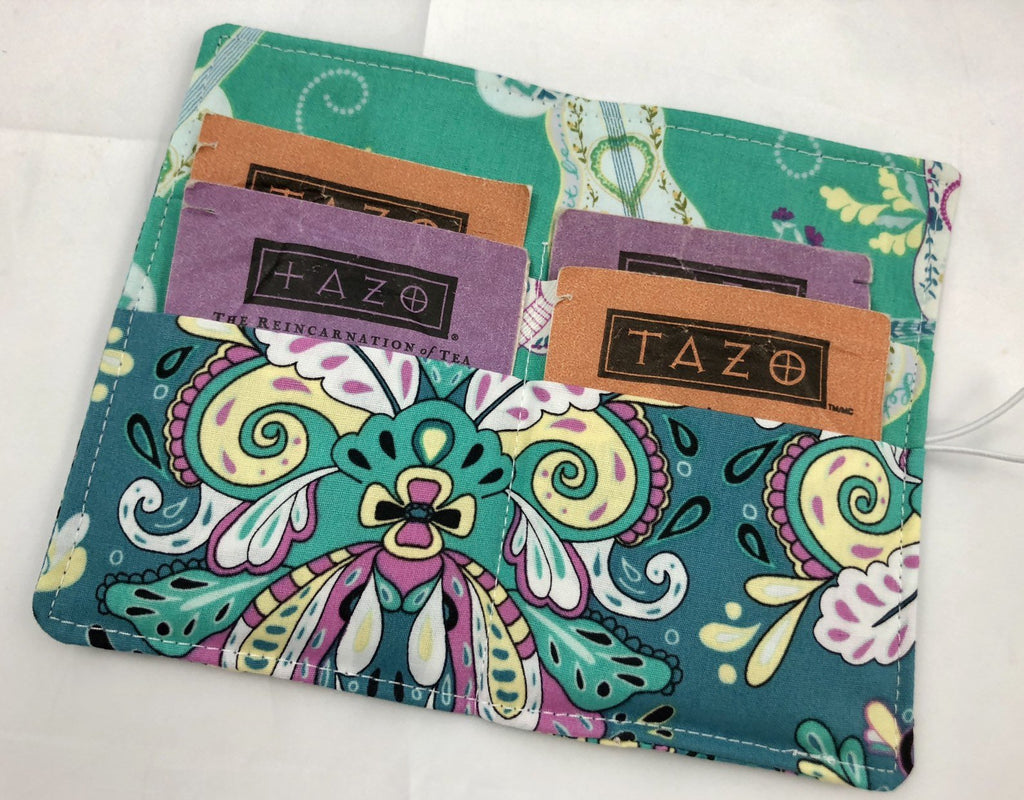 Green Tea Bag Wallet, Guitar Teabag Holder, Business Card Case for Purse - EcoHip Custom Designs