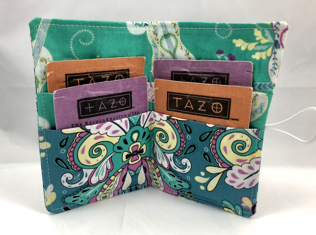 Green Tea Bag Wallet, Guitar Teabag Holder, Business Card Case for Purse - EcoHip Custom Designs