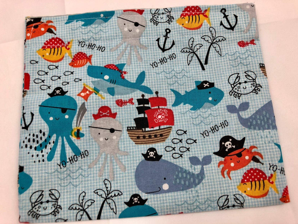 Pirate Snack Bag, Blue Nautical Snack Baggie, Reusable Snack Pouch for School - EcoHip Custom Designs