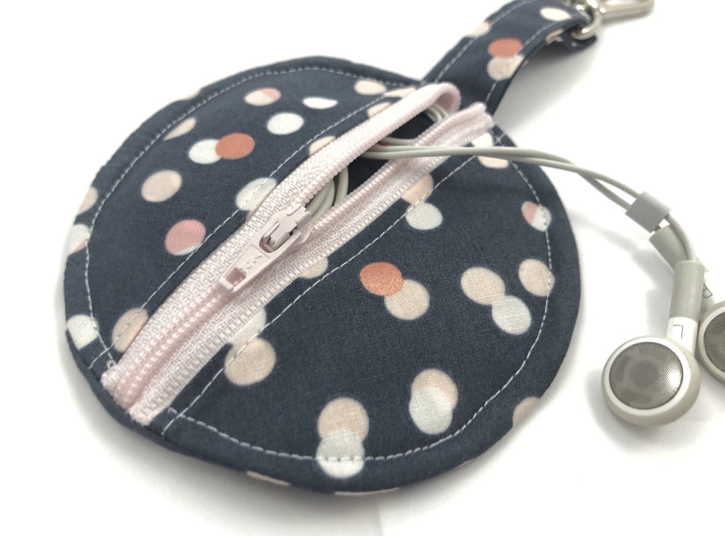 Gray Airpod Pouch, Polka Dot Ear Pod Case, Pink Headphone Cozy - EcoHip Custom Designs