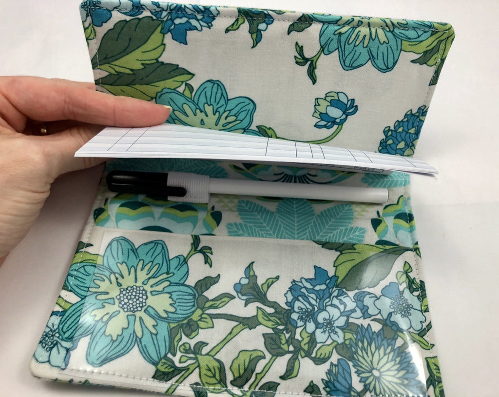 Green Checkbook Cover, Duplicate Check Book Register, Pen Holder - EcoHip Custom Designs