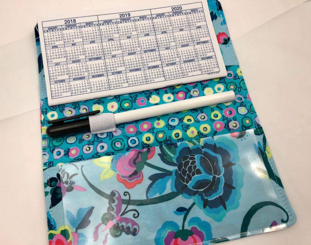 Butterfly Checkbook Cover, Blue Duplicate Checks, Pen Holder - EcoHip Custom Designs