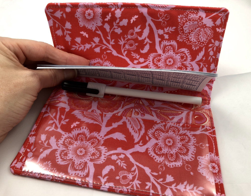 Pink Butterfly Checkbook Cover, Floral Duplicate Checkbook Holder, Check Book Wallet - EcoHip Custom Designs