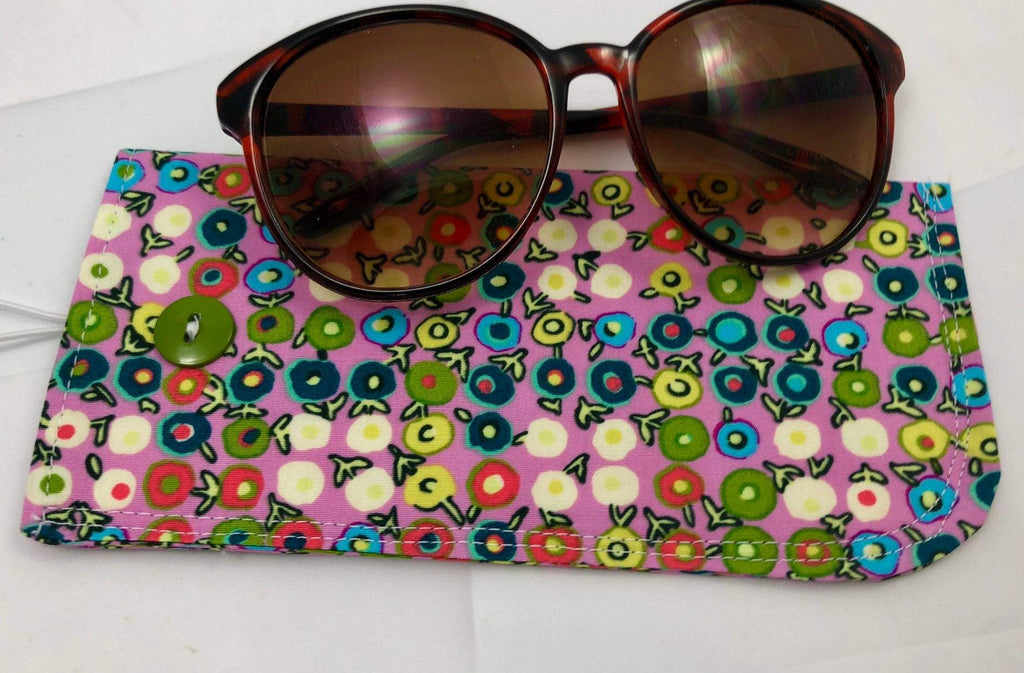 Pink Sunglass Cover, Padded Eye Glasses Pouch, Polka Dot Reading Glasses Sleeve - EcoHip Custom Designs