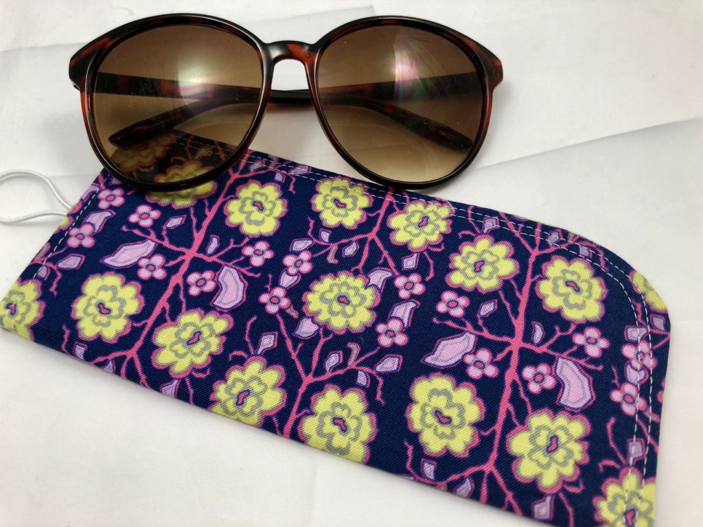 Dark Blue Sunglasses Cover, Soft Reading Glasses Case, Padded Eyeglasses Holder - EcoHip Custom Designs