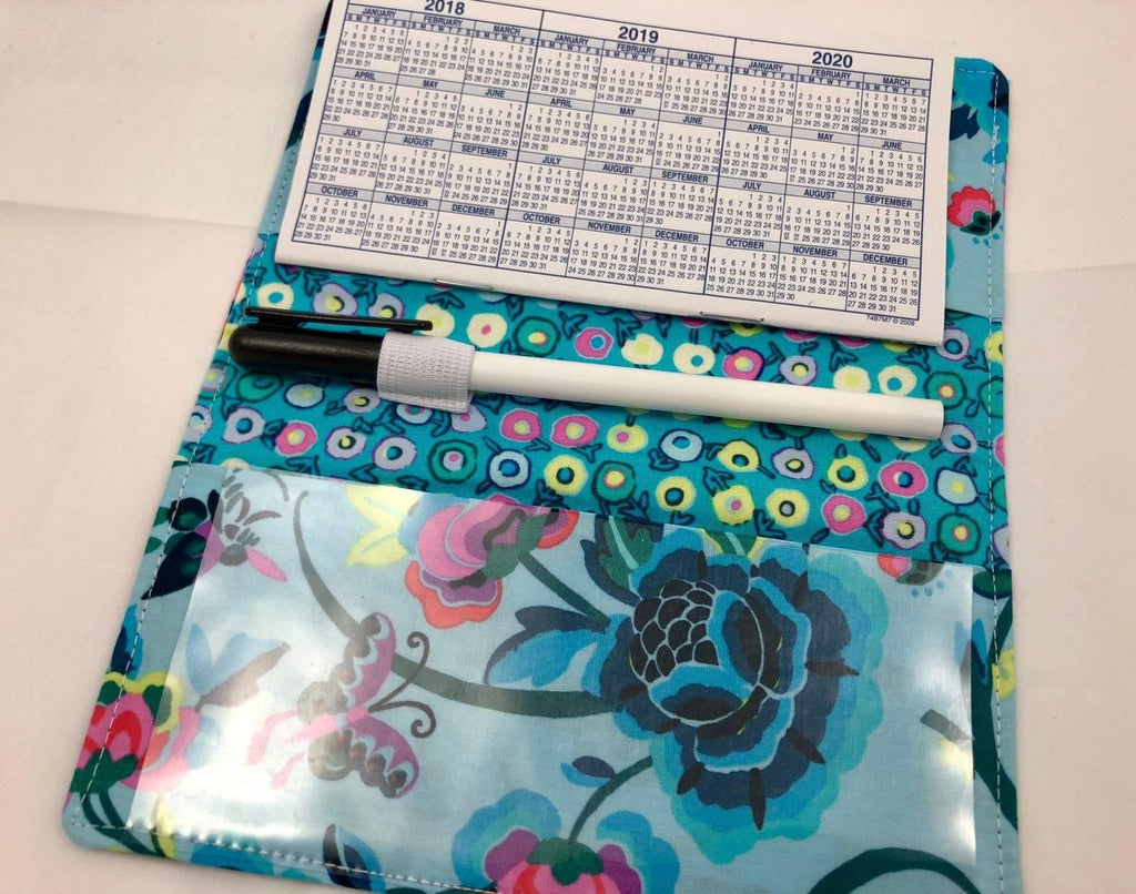 Butterfly Checkbook Cover, Blue Duplicate Checks, Pen Holder - EcoHip Custom Designs