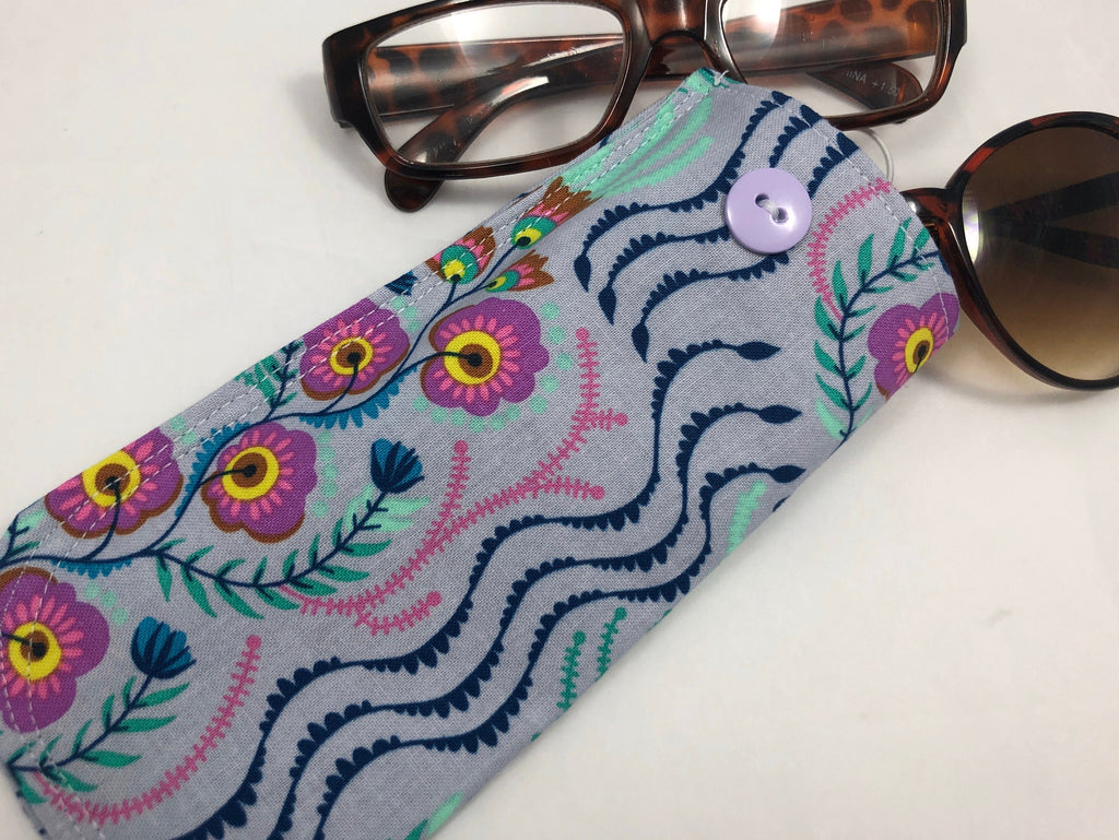 Fabric Eyeglass Case, Sunglass Sleeve, Soft Eyeglass Pouch, Eye Glasses Cover, Reading Glasses Holder - Lilac Purple